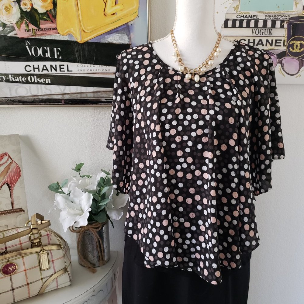 ** FINAL PRICE ** ELLE Polka dots Cape Sleeve Top